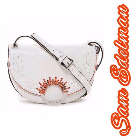 NWT SAM EDELMAN RIO LEATHER CROSSBODY BAG in WHITE